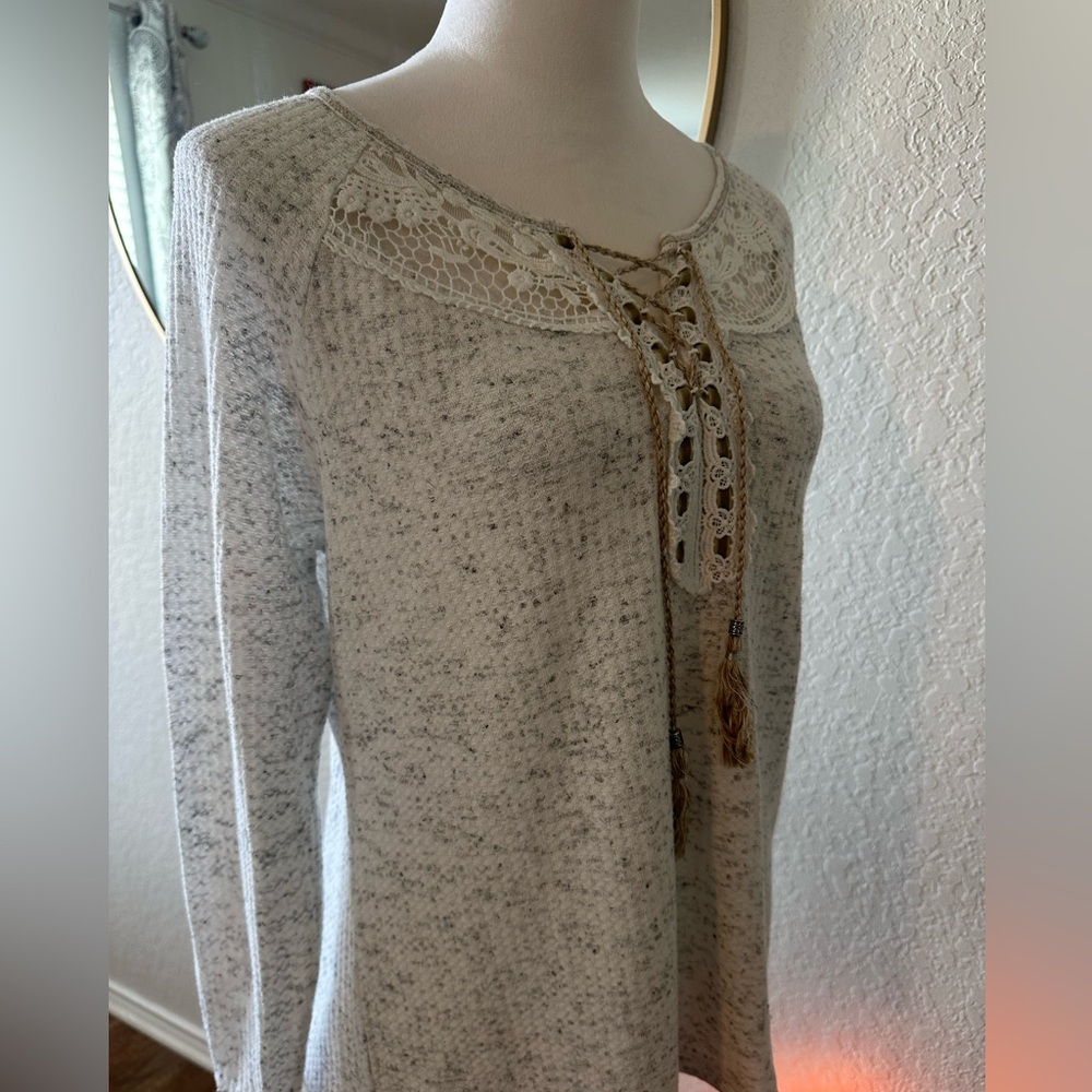 Vintage America Heather Gray Waffle Top
